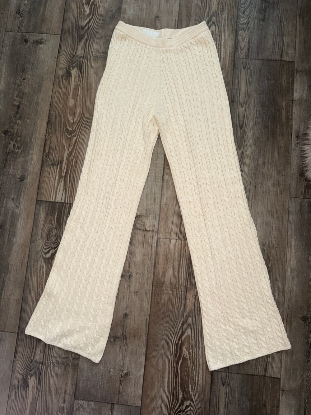 Zara Cream Cable-Knit Kids Casual Pants